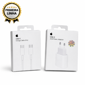 Kit Carregador 20W USB-C + Cabo USB-C 1 Metro – Primeira Linha
